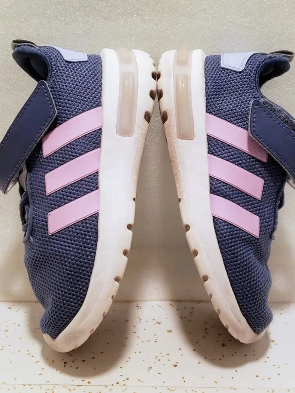 Adidas Racer Tr23 Kids Size 10k Blue Pink Hook Loop Sneakers